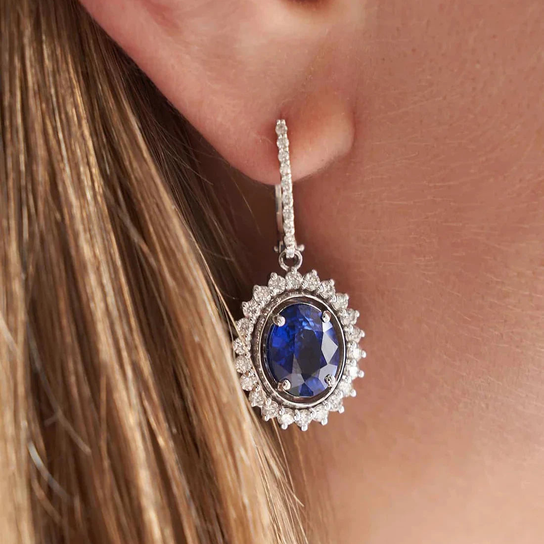 Gold Earrings with Sapphires and Diamonds