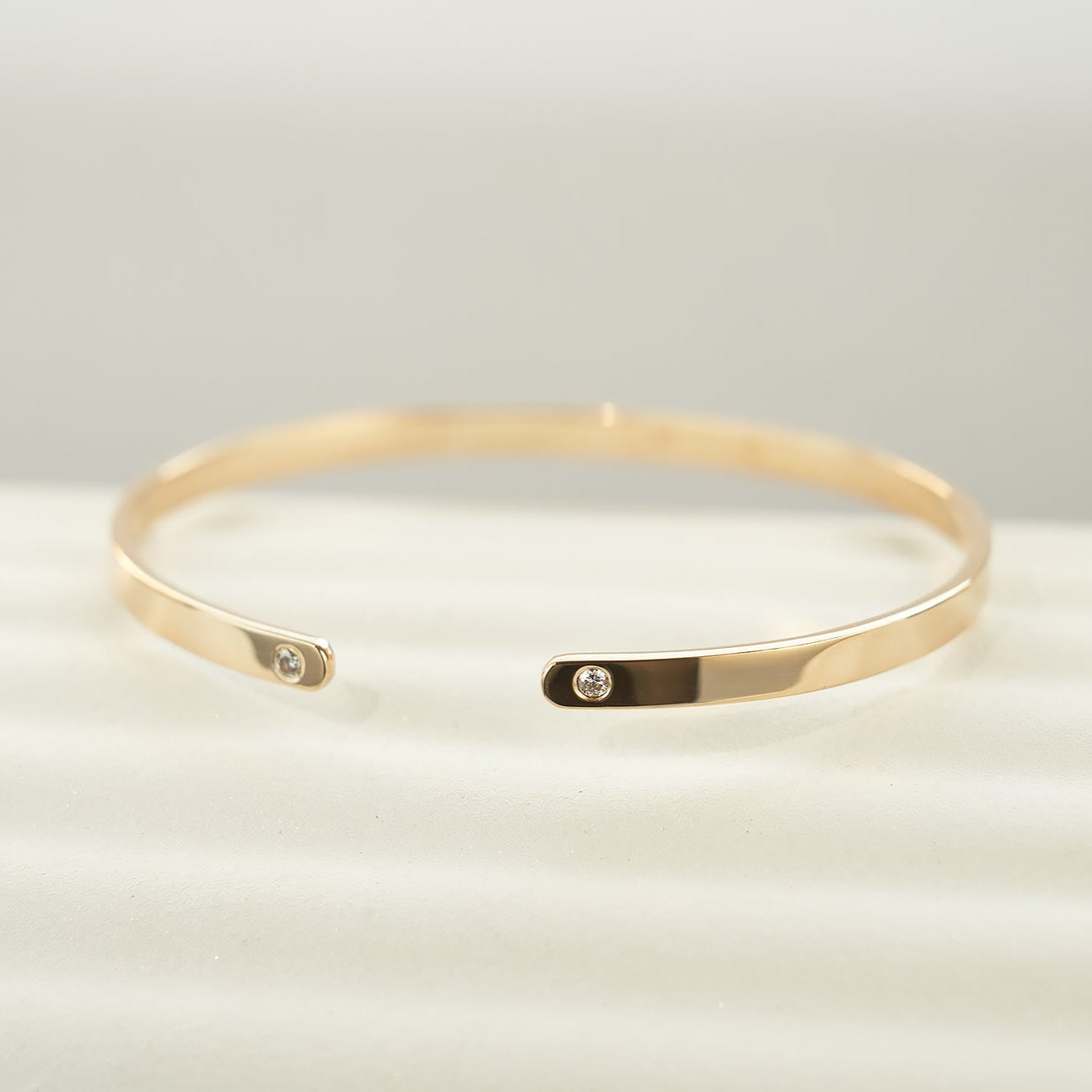 Gold Open Bracelet with Diamonds