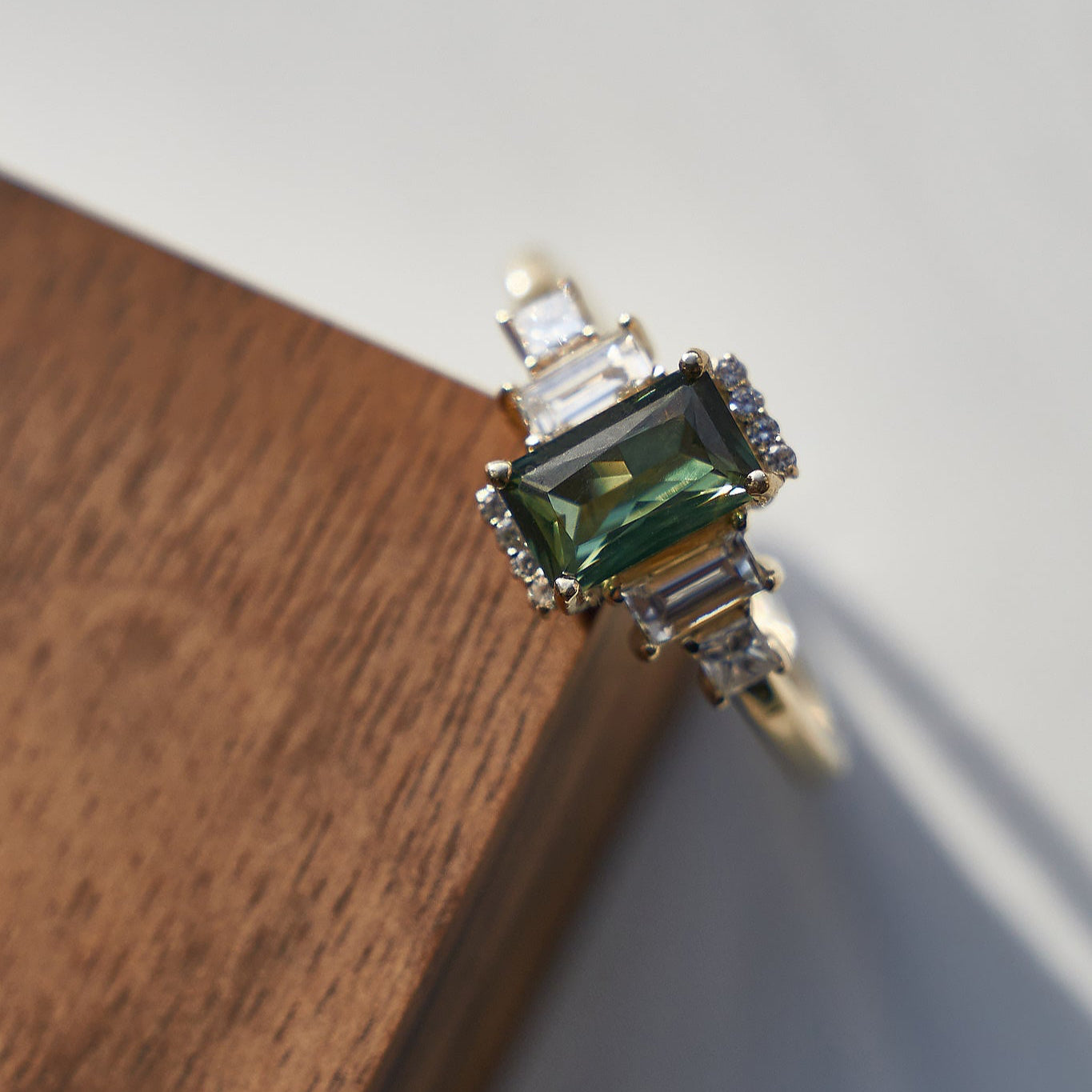 Gold Ring with Emerald Sapphire and Diamonds