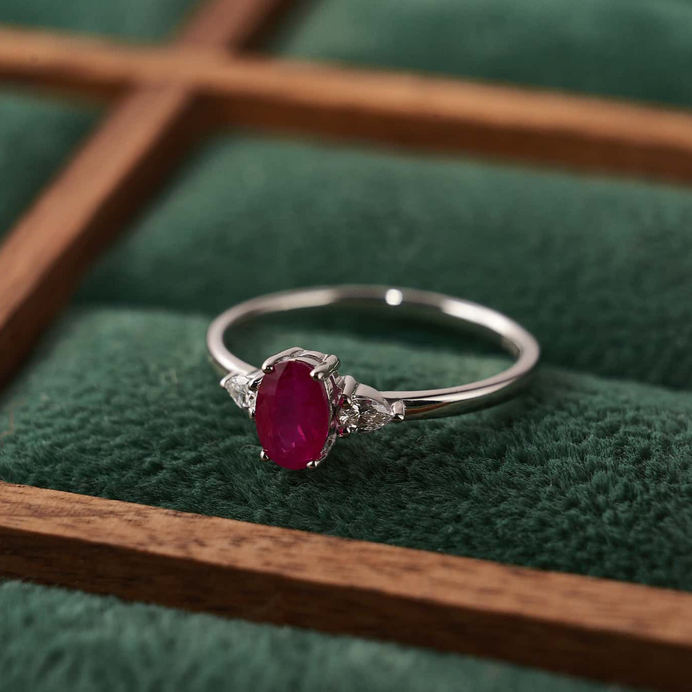 Gold Ring with Oval Ruby and Diamonds