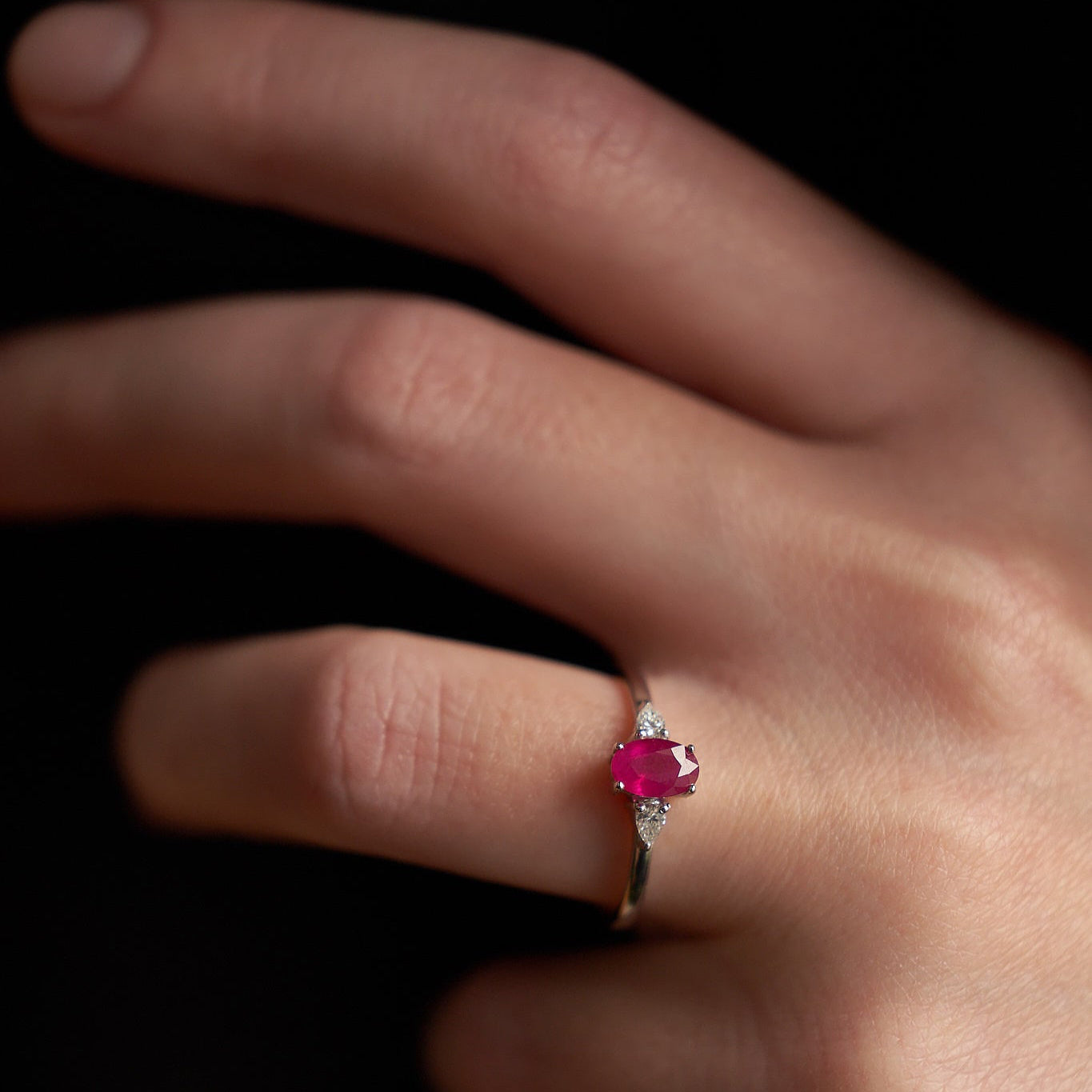 Gold Ring with Oval Ruby and Diamonds