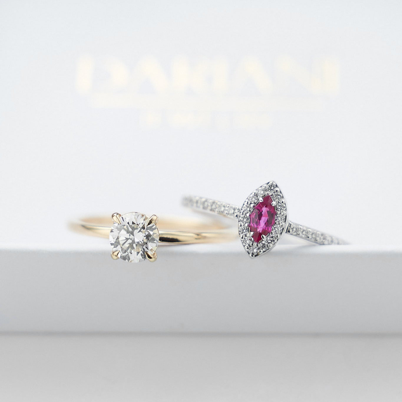 Gold Ring with Marquise Ruby and Diamonds