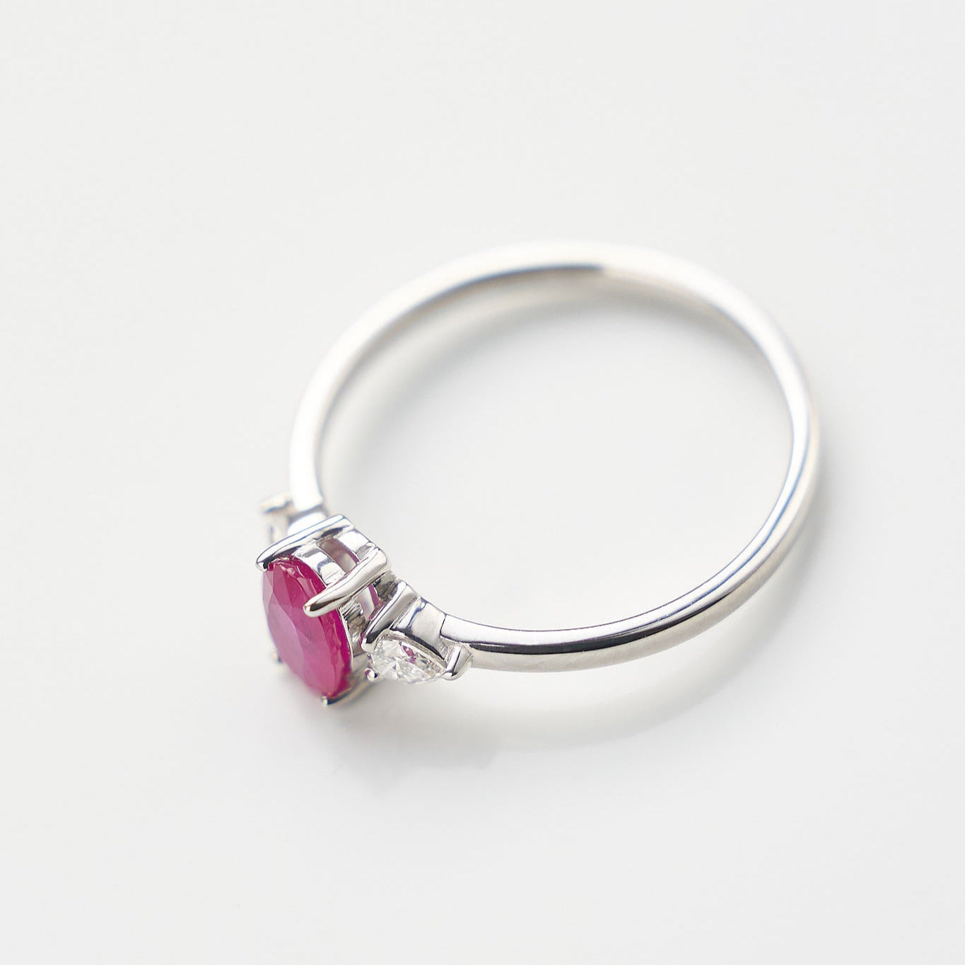 Gold Ring with Oval Ruby and Diamonds