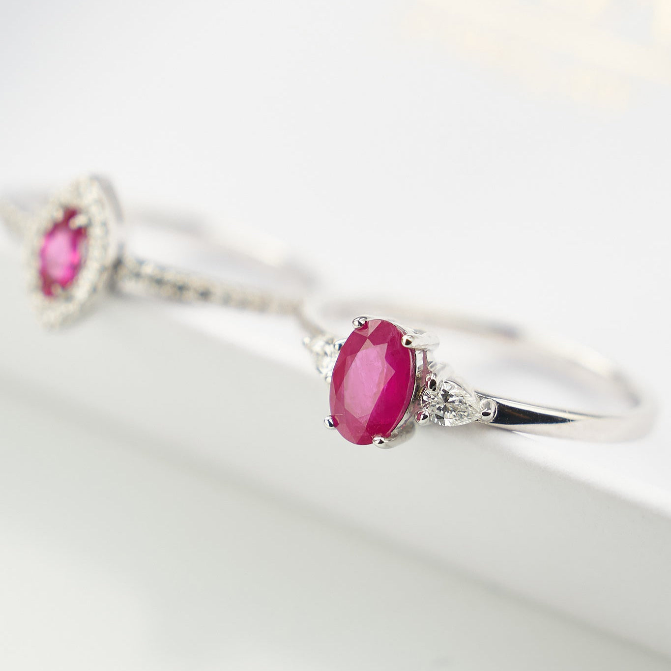 Gold Ring with Oval Ruby and Diamonds