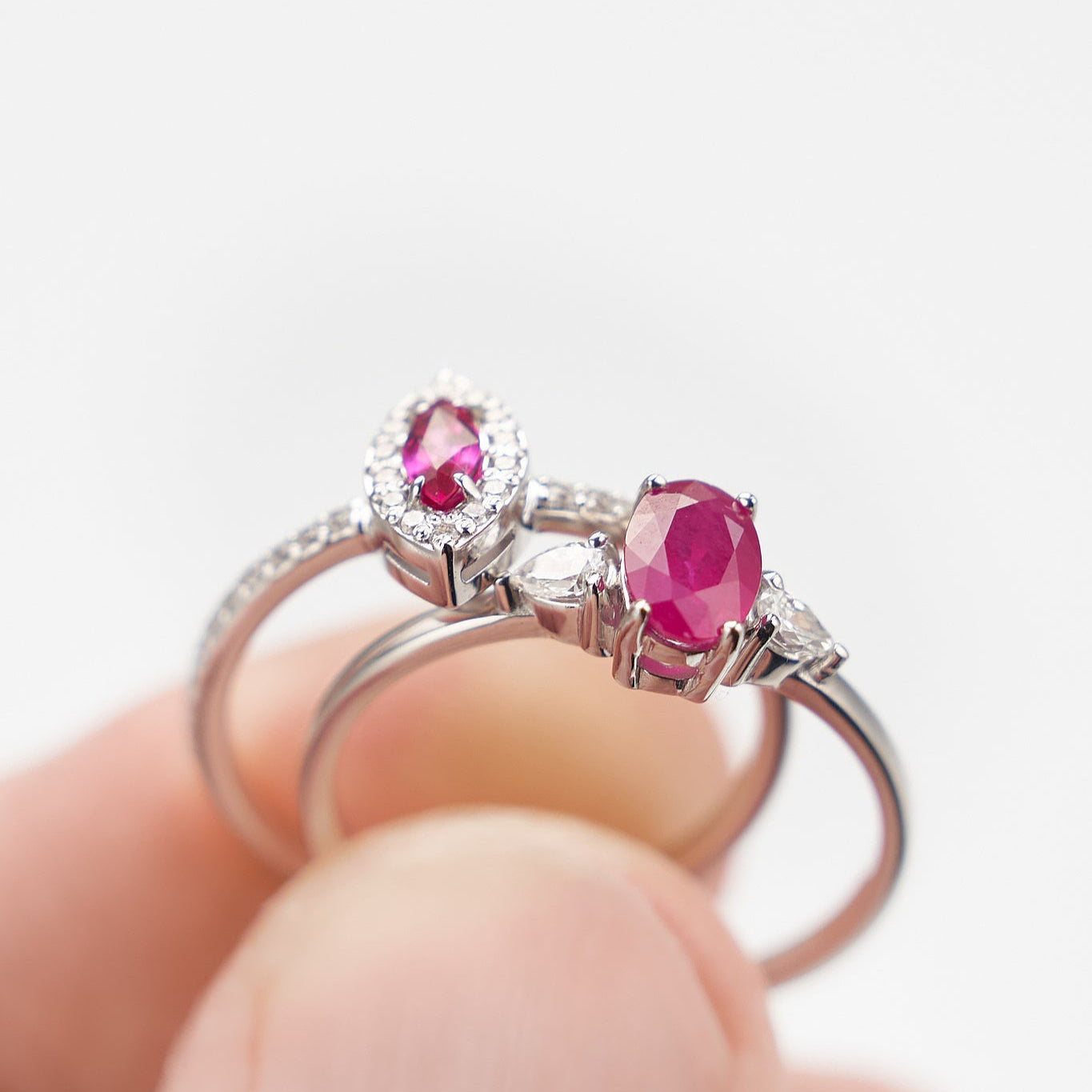 Gold Ring with Oval Ruby and Diamonds