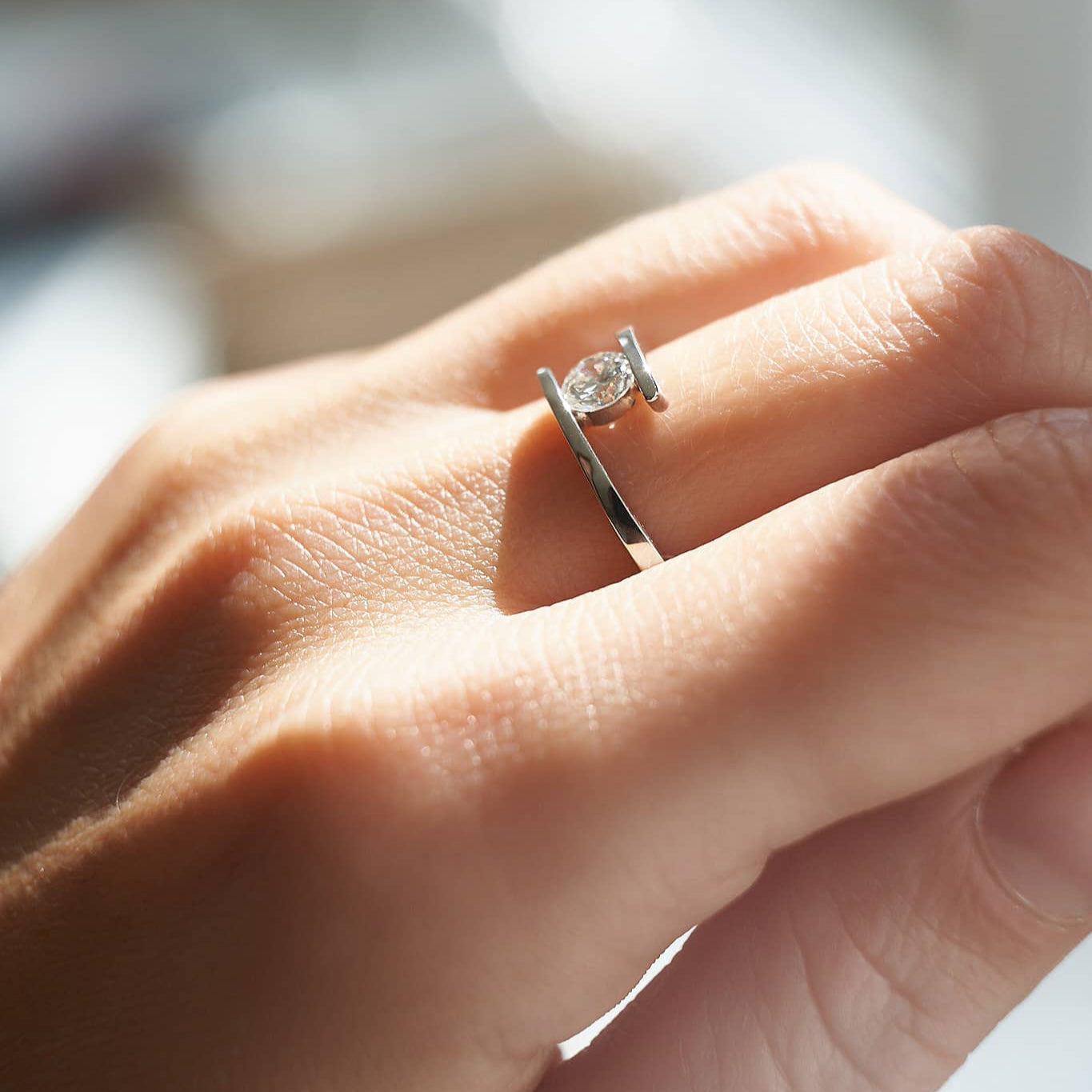 Gold Ring with Round Diamond 0,5 ct