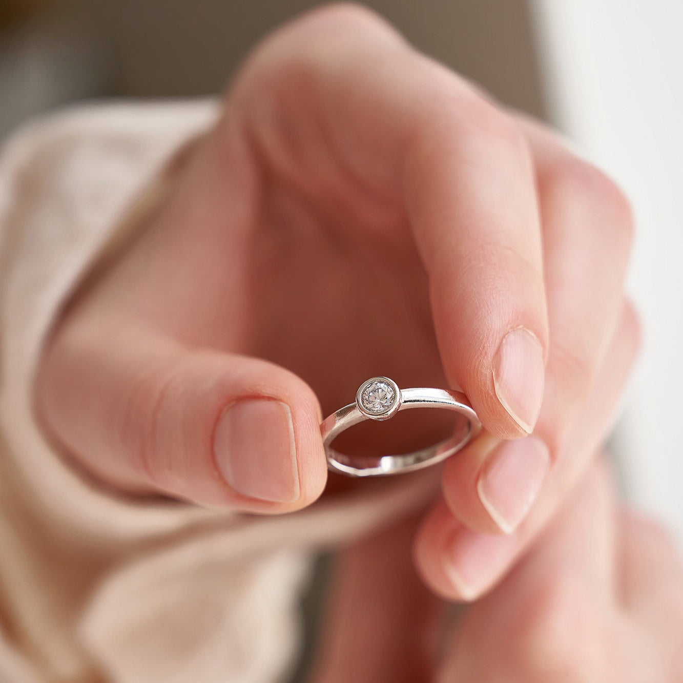 Gold Ring with Round Diamond 0,5 ct