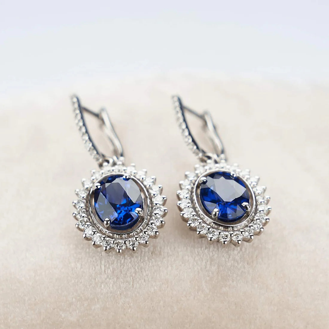 Gold Earrings with Sapphires and Diamonds