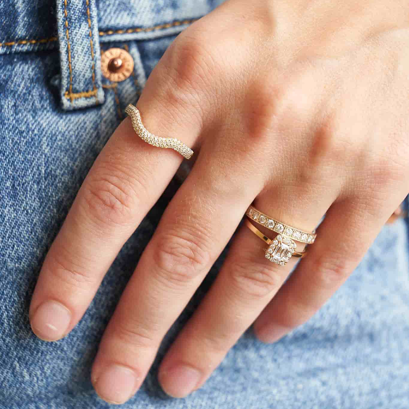 Gold Ring with Emerald Diamond 0,3 ct