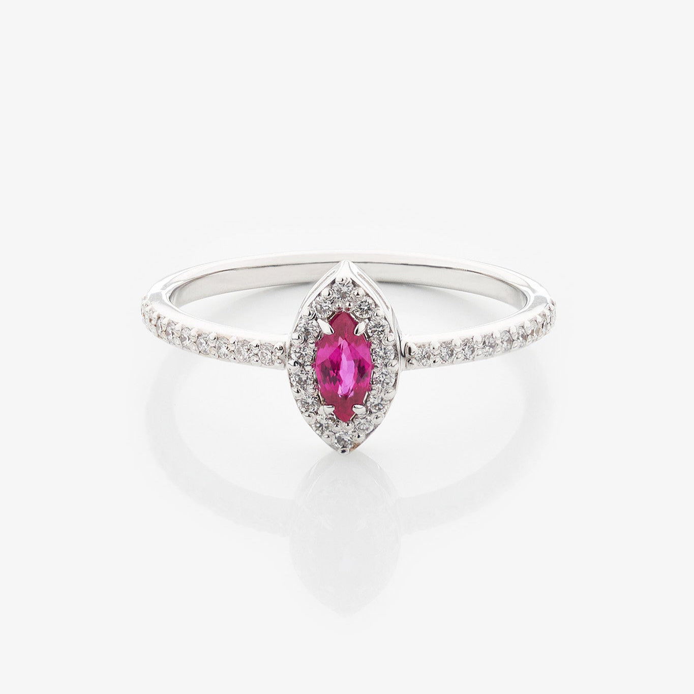 Gold Ring with Marquise Ruby and Diamonds