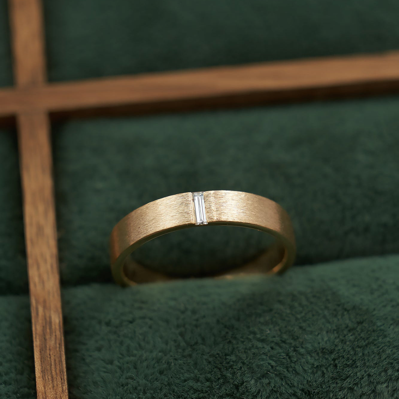 Gold Wedding band with diamonds