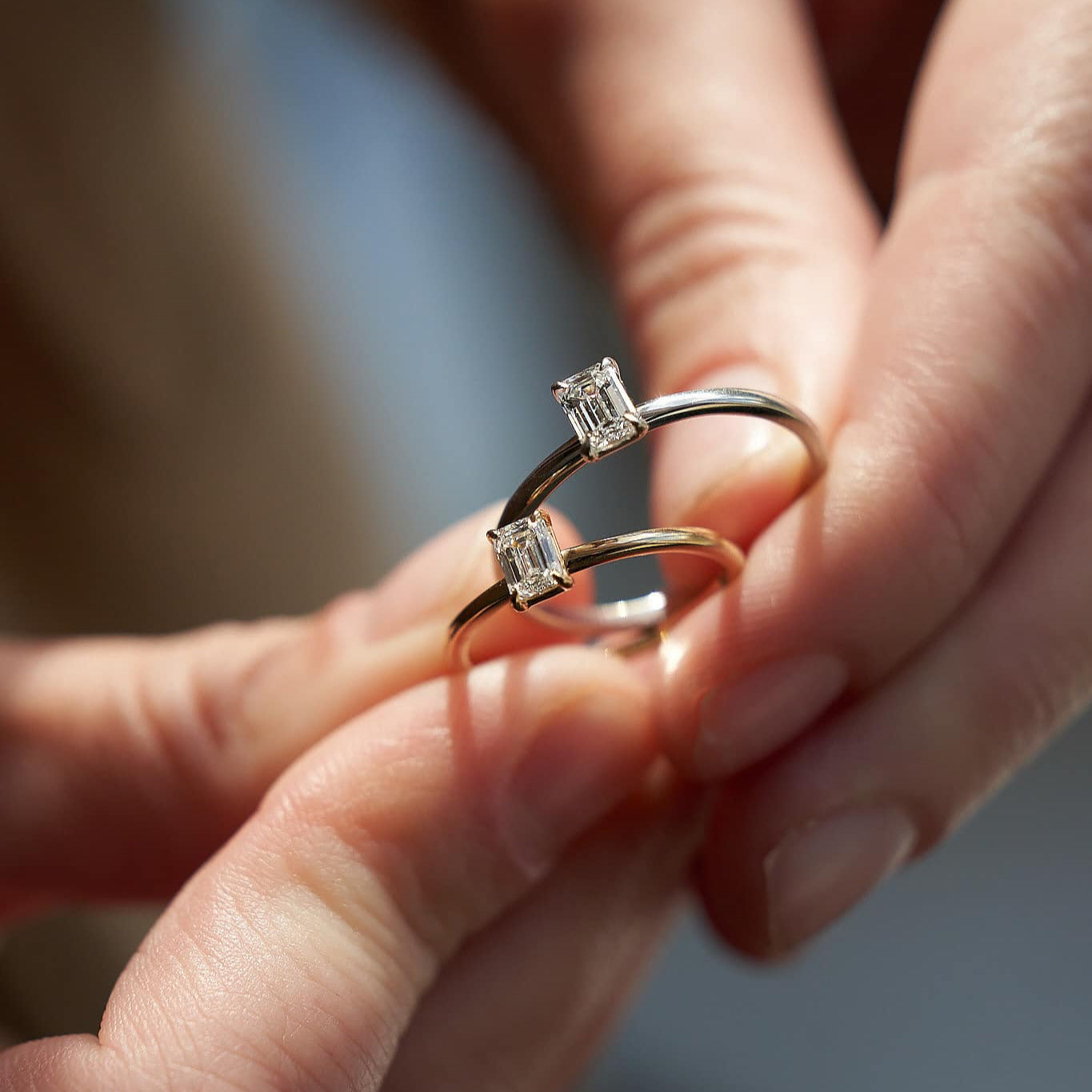 Gold Ring with Emerald Diamond 0,5 ct