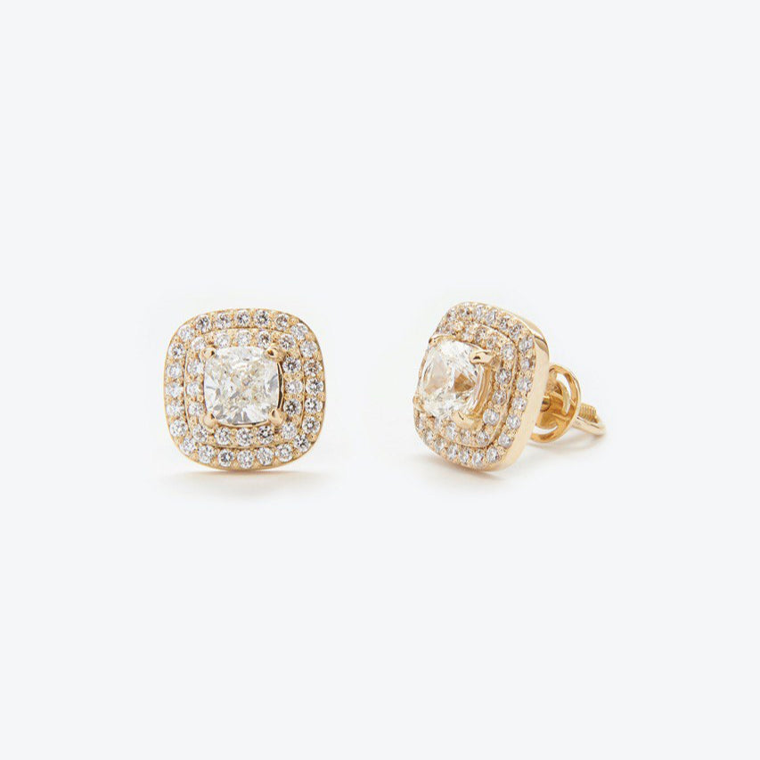 Stud Earrings with Cushion Diamonds